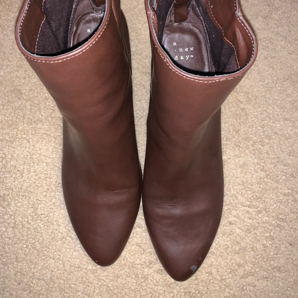 Faux brown leather boots - a new day
